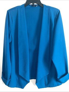Blue Open-Front Draped Blazer, Size 12